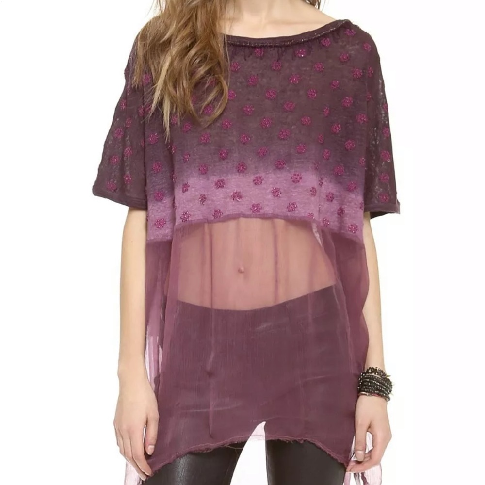 Free People dip dye beaded tunic sz xs
